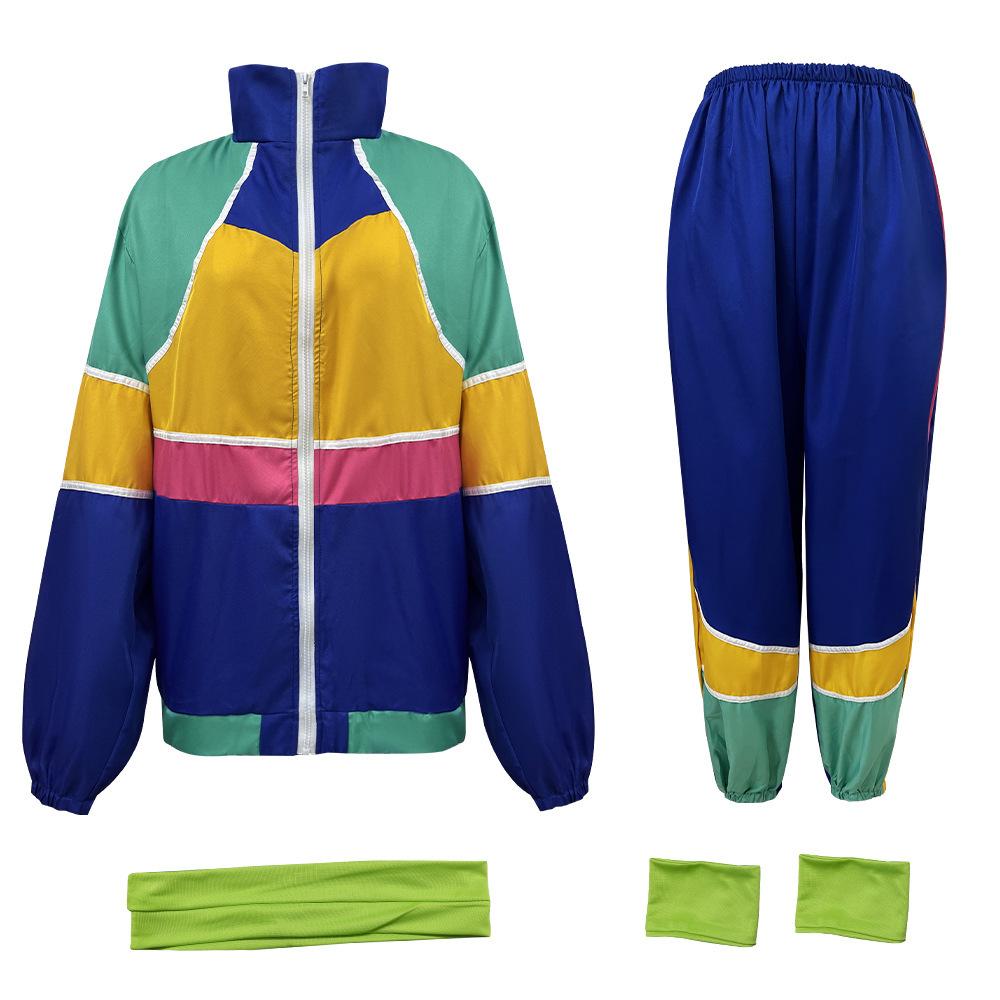 

Women s Carnival Couple 70s 80s Disco Carnival Costume Set, Women s 100% Polyester Retro Hip-Hop Outfit (Jacket+Pants+Headband+Wristbands) XL