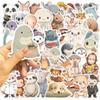 50 Cartoon Healing Animals Doodle Stickers Decorative Guitar Notebook Suitcase DIY Waterproof