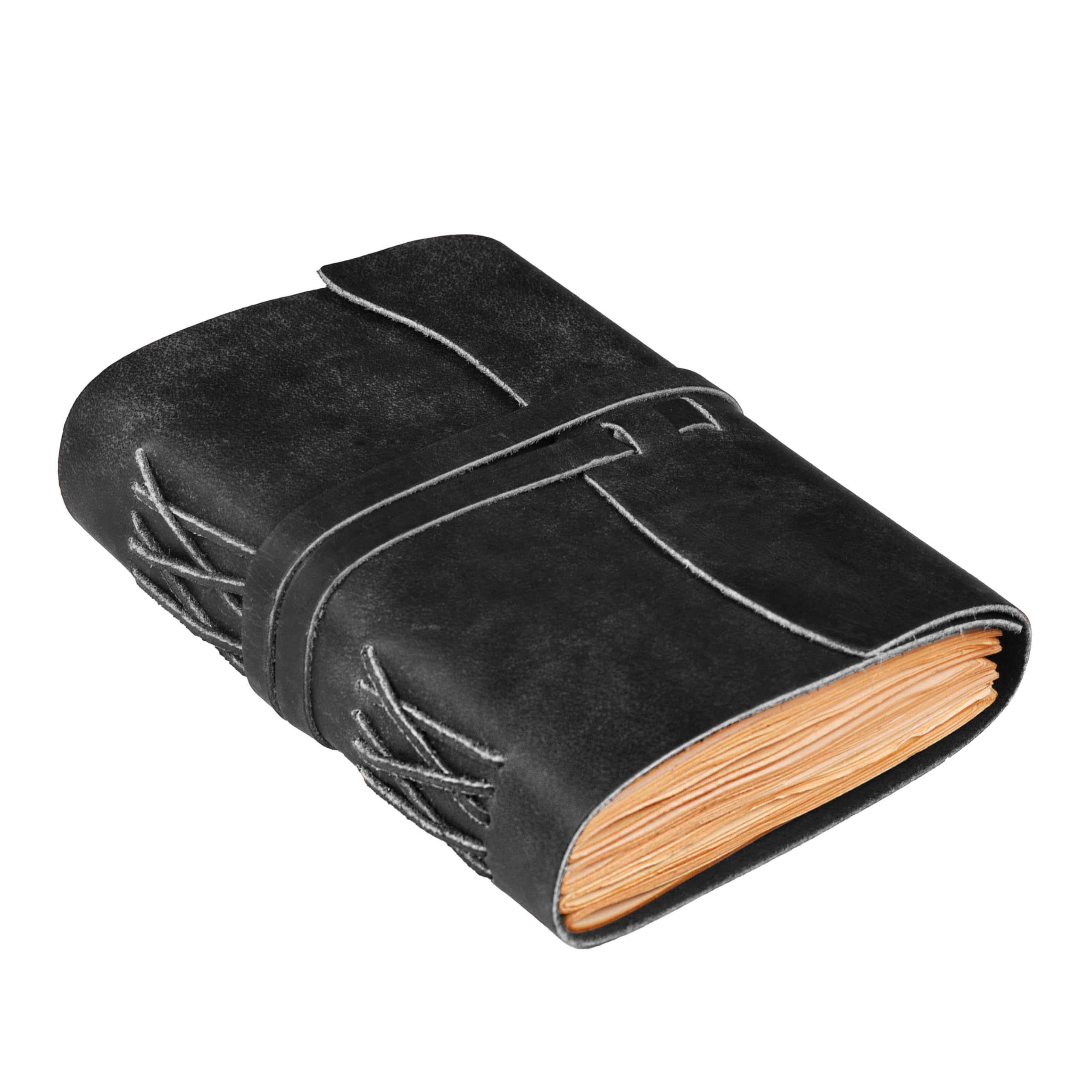 

LEATHER VILLAGE Leather Journal 7 inches x 5 220 pages Perfect for vintage blank and travel notebooks Ideal for both men and women - Black, inches, - чёрный