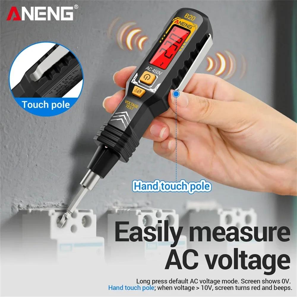 2026 ANENG B20 Voltage Tester Pen Dual-use Screwdriver Double Head Insulated Slotted Cross Pen Screw Driver Repair Meter Hand Tools Digital Display