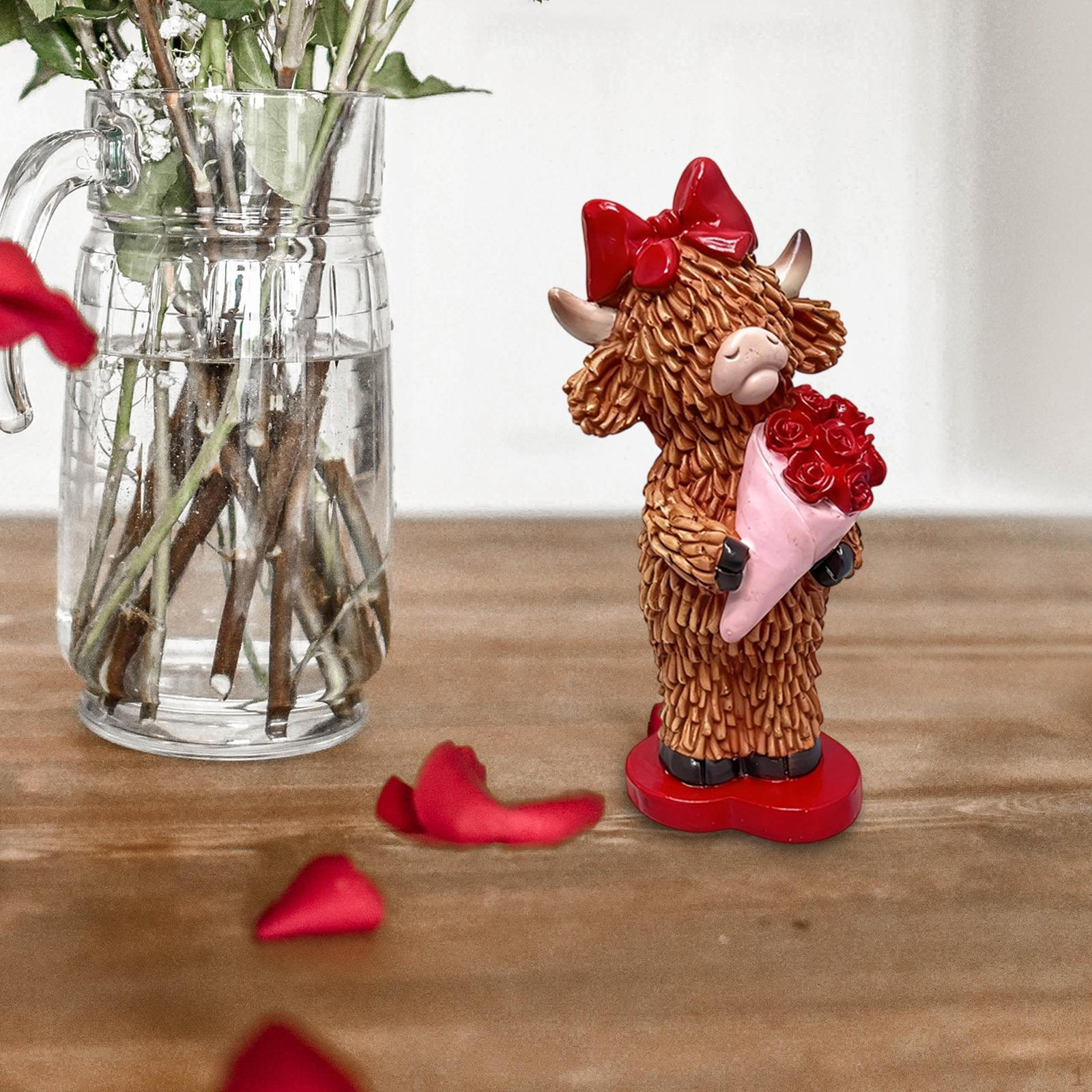 

Фігурка корови з смоли Тварина Скульптура Декор для дому Настільна Настільний Орнамент Статуетка для Female