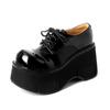 Fashion Women's New Genuine Leather Cowhide Thick Soled Waterproof Platform High Heels Lace Up College Style Single Shoes Casual Shoes