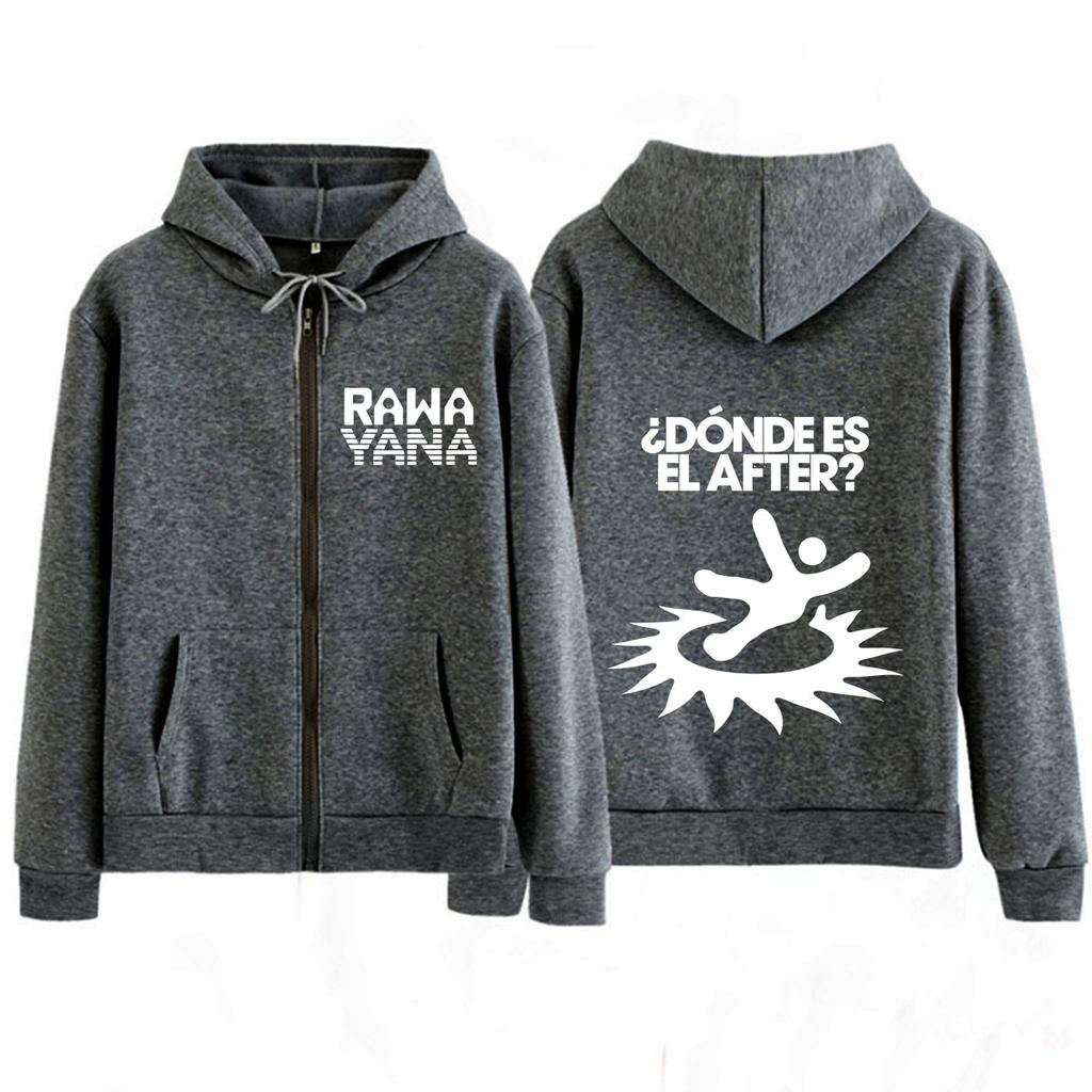 Rawayana Print Hoodie Men Women Hip-hop Punk Sweatshirts Casual Long Sleeves Fashion Zip Up Jacket