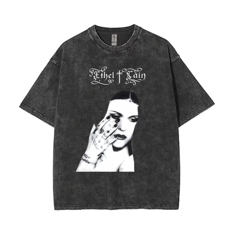 Vintage Daughters of Cain Ausgewaschenes Rundhals-T-Shirt beidseitig bedruckt