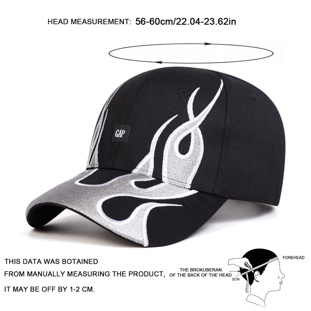 Unisex GAT Letter Flames Embroidery Hip Hop Baseball Hat Personality Caps Spring Autumn Outdoor Leisure Hats Travel Accessories for Women Men