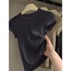 Unique Summer Short Sleeve Cotton T Shirt Women Slim Fit Solid Color Cropped Top Stylish Design
