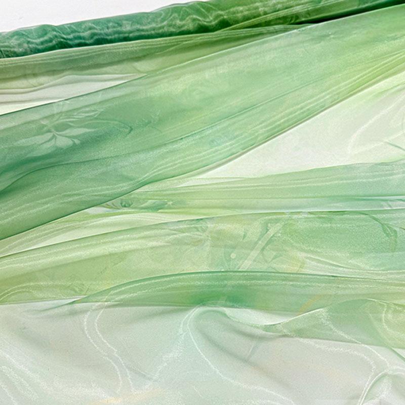 

100x150cm Ancient Style Printed Gradient Dyeing Fabric Ultra-Thin Chinese Style Fabric for DIY Hanfu Wedding Dress Stage Decor 100x150cm