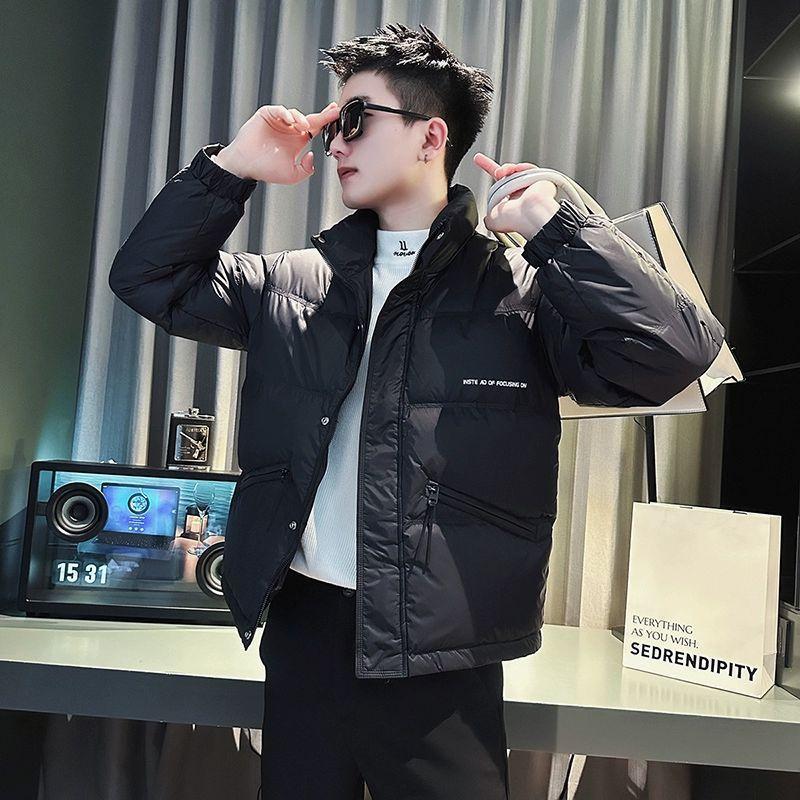 Winter Trendy Brand Down Jacket Men's Casual Ruffian Handsome Stand-up Collar Thickened Short Top Jacket
