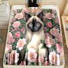 Multi-size Cat and Pink Roses Pattern Blanket Flannel Material Soft Warm for All Seasons Home Outdoor Camping Picnics RV