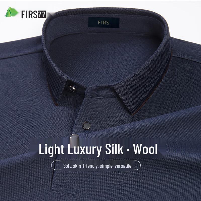 Men s Silk Wool Blend Long-Sleeve Polo Shirt 2XL