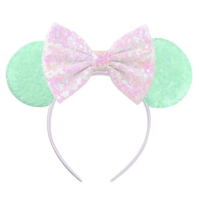 Silver Shinny Mouse Ears Headband For Girls Shinny Sequin Bow Hairband Festival Party Cosplay DIY Hair Accessories