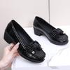 Fashion GKTINOO Spring Autumn Women Pumps Bowknot Slip On Thick Heels Fashion Soft Women Shoes For Mother Patent Leather Footwear
