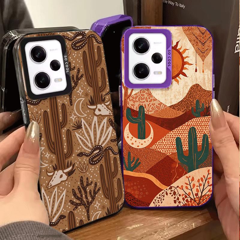 Kaktusmuster Stoßfeste Handyhülle für Xiaomi Redmi Note 15 14 13 12 Pro Plus 11 11S 11T 5G Abdeckung Anti-Fall Fundas