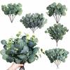 Artificial Eucalyptus Branches Table Centerpiece Decor 8-Fork Silk Floral Stem Natural Farmhouse Style