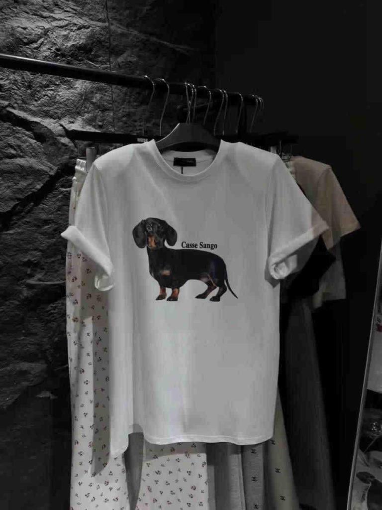 2025 Summer Plus Size Retro Dog Graphic Loose T-Shirt for Women