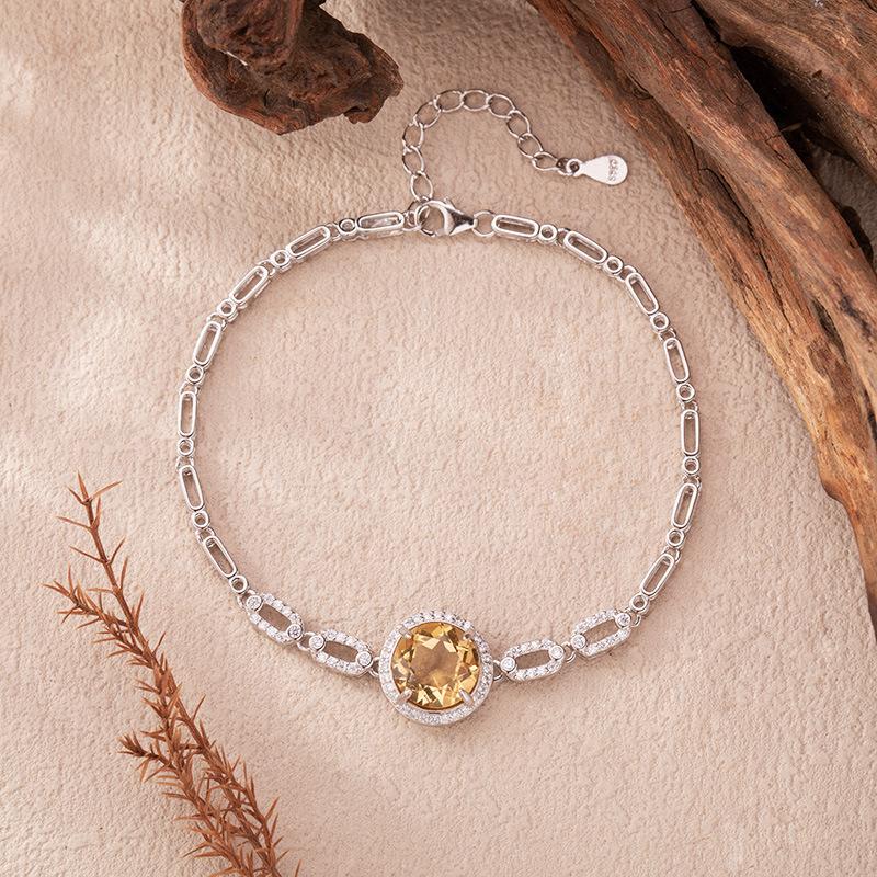 Natural Citrine Amethyst Bracelet Women'S S925 Sterling Silver Color Treasure Jewelry Xiaohongshu