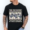 Retro Mind Your Business My Wife Is Expensive T-Shirt Funny Husband Humorous Pole Dancing Racc