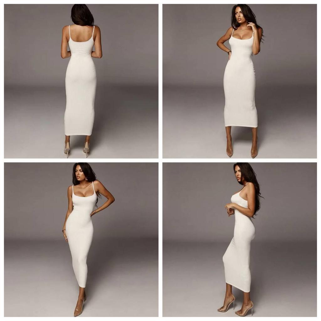 Sexy Skinny Slim Knit Long Dress Spaghetti Strap  Backless Sleeveless Maxi Women Partywear Clubwear Lady Bodycon Elegant Pullover Camisole