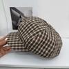 Autumn and Winter Casual Versatile Chess Board Plaid Beret Korean Windproof Face Small Octagonal Hat British Retro Painter Hat