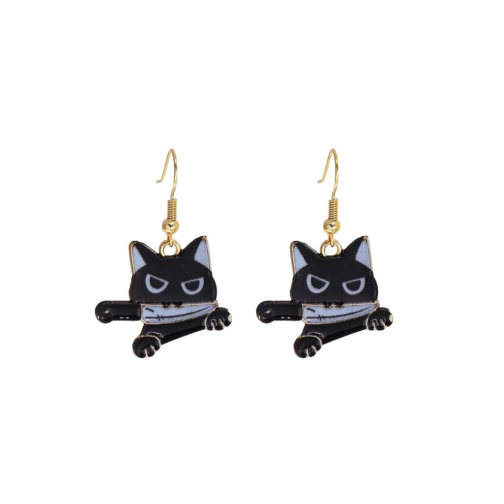 Fun Cartoon Cute Kitten Earrings, Creative Simple Earrings Animal Earrings