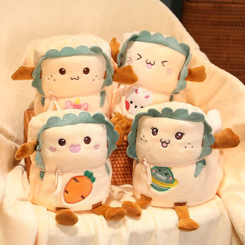 IYOVGOO Cartoon Toast Flannel Plush Nap Blanket
