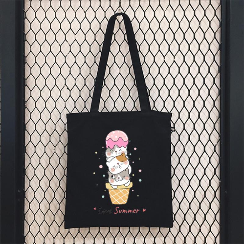 Tote Bag Cartoons Anime Bags Shopping Bag Canvas Shopper Bag Reusable Tote Bag Handbags Shoulder Bags Collapsiblet Custom Bag