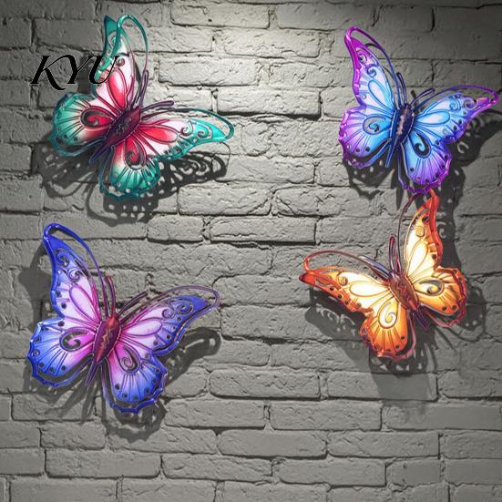 Waterproof Metal Wall Ornaments Butterfly Decorations, Garden Art Sculpture, Unique Housewarming Gifts Weatherproof Hanging Decor for Patio Fence Home