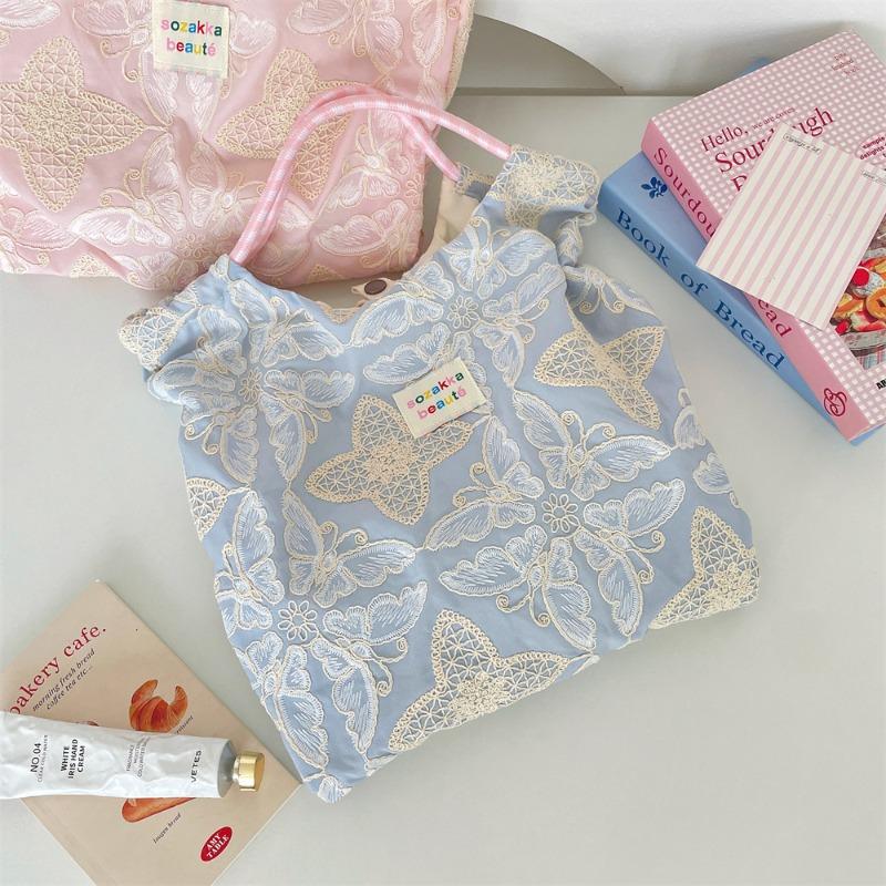 Summer New Embroidered Butterfly Fashion Handbag Casual Shoulder Bag Women's Large-capacity Commuter Tote Bag