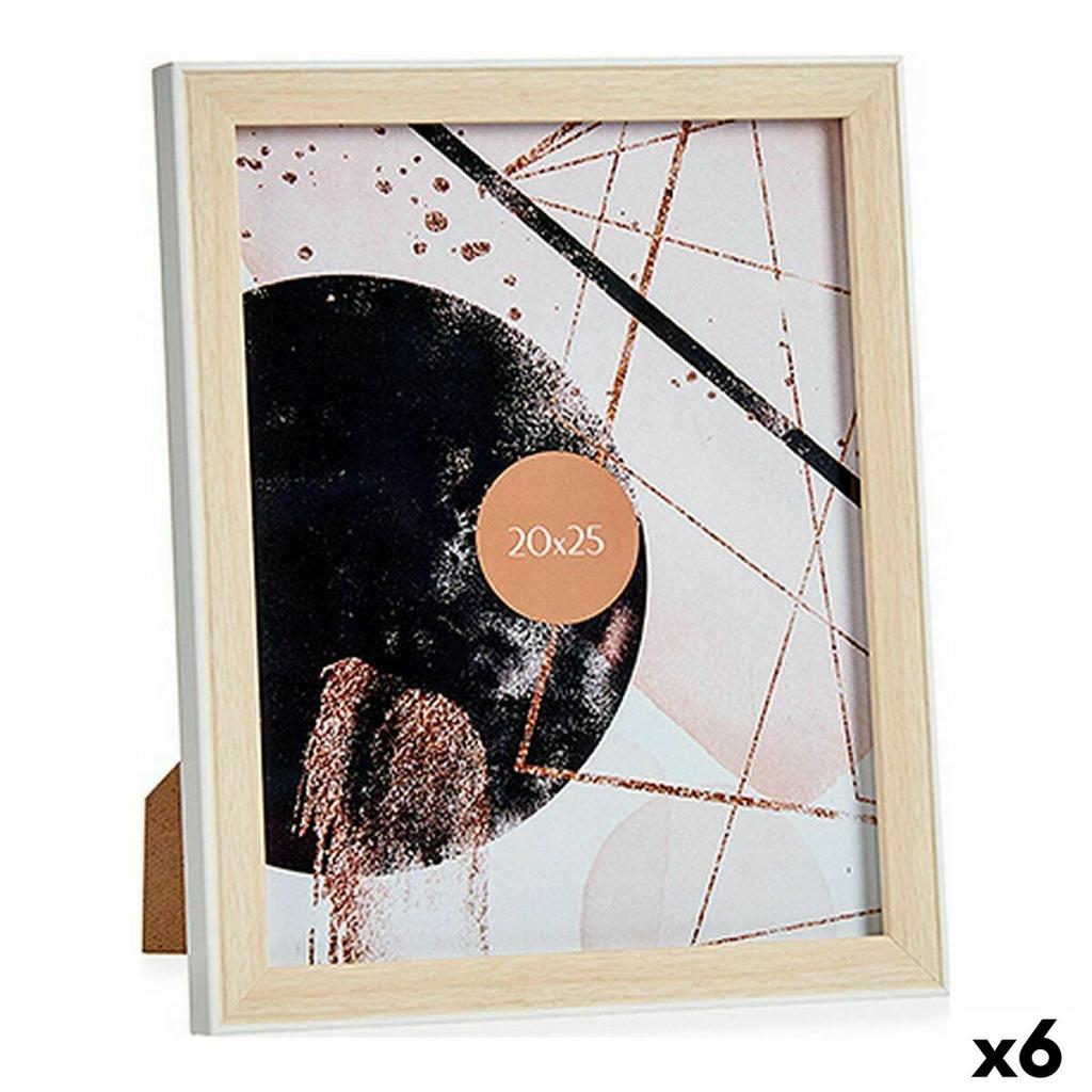 Photo Frame Wood Brown White Plastic Glass (22.6 X 2 X 27.6 Cm) (6 Units)