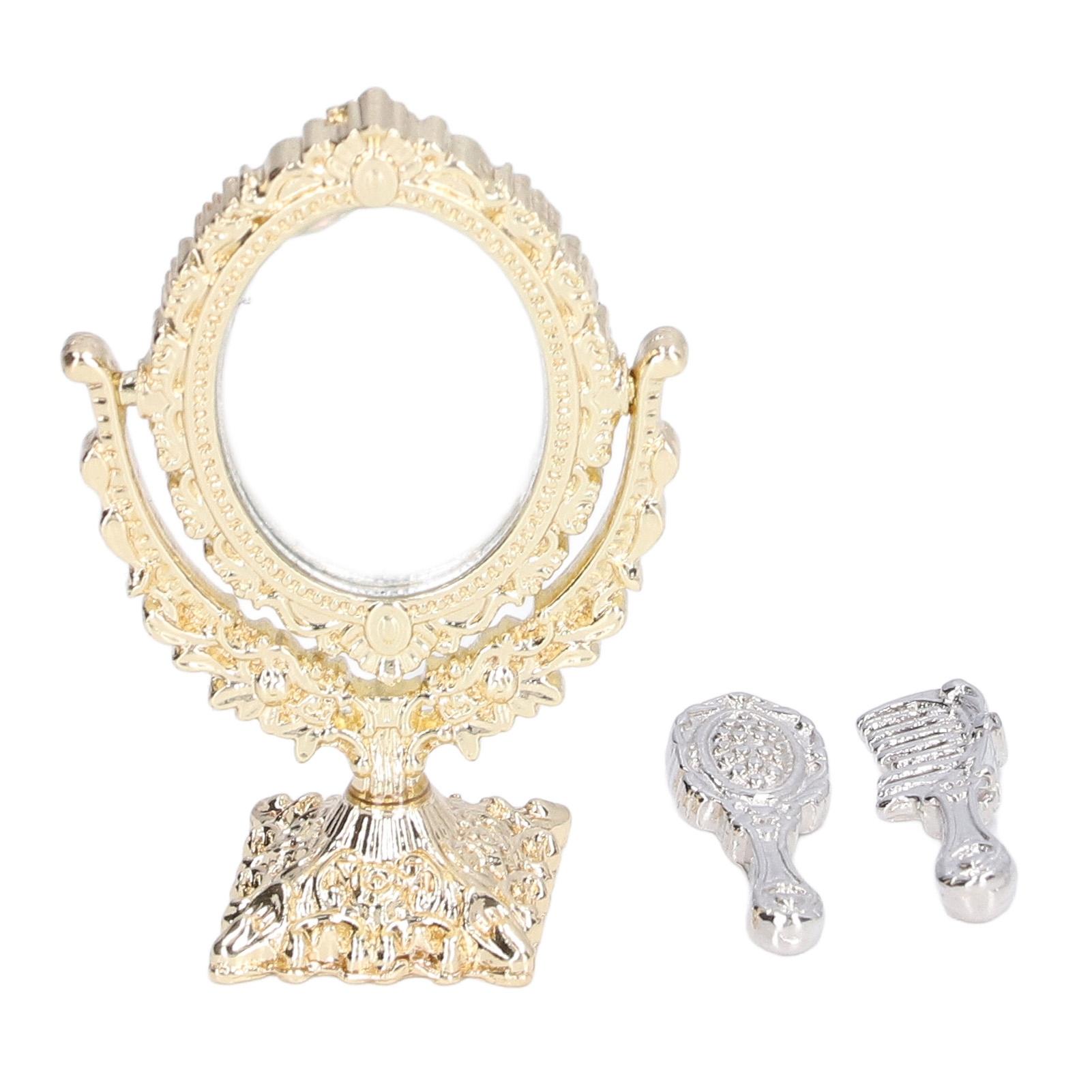 

1:12 Миниатюрный кукольный зеркальный гребень Портативный кукольный домик Мебель Зеркало Декоративный кукольный домик