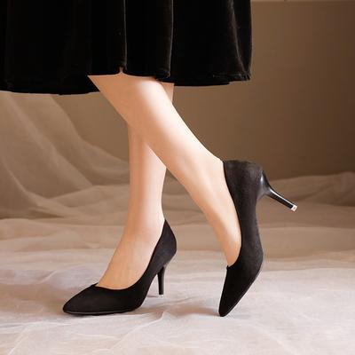 Black Red-soled High-heeled Shoes for Women's Spring New Pointed-toed Thin-heeled Sexy Glossy Temperament Single Shoes Patent Leather Women's Shoes