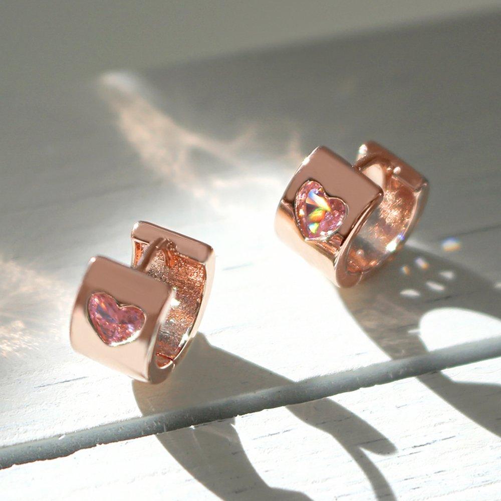 14K G.F. Fit Heart One-Touch Ring Earrings Ea3192