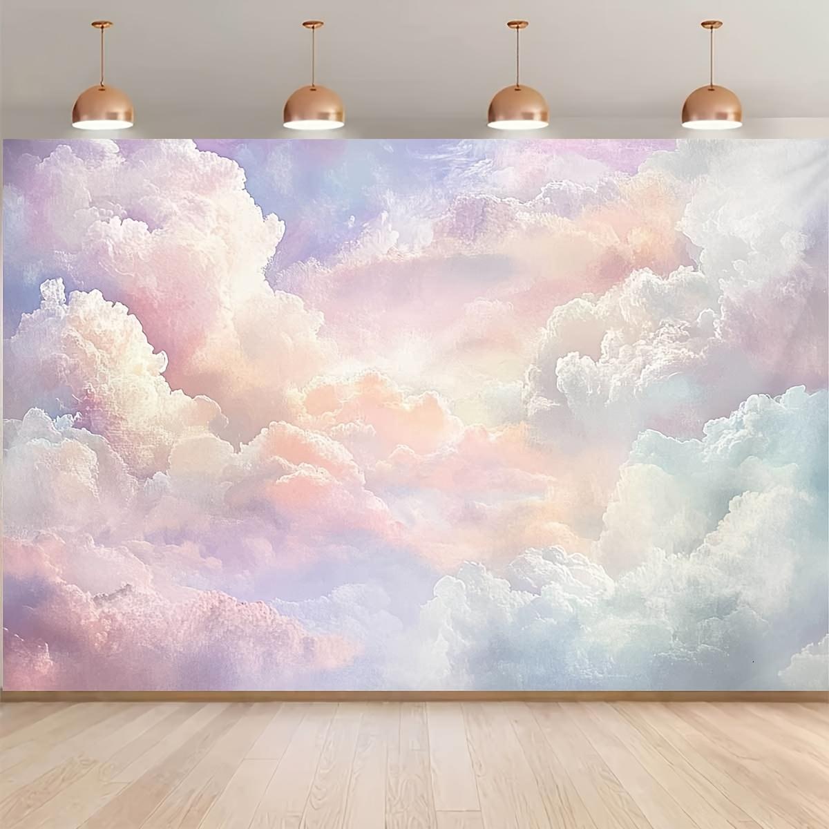Romantic Cloud Sky Background Banner - A vibrant and soft pastel gradient photography background, background decoration 100x150cm