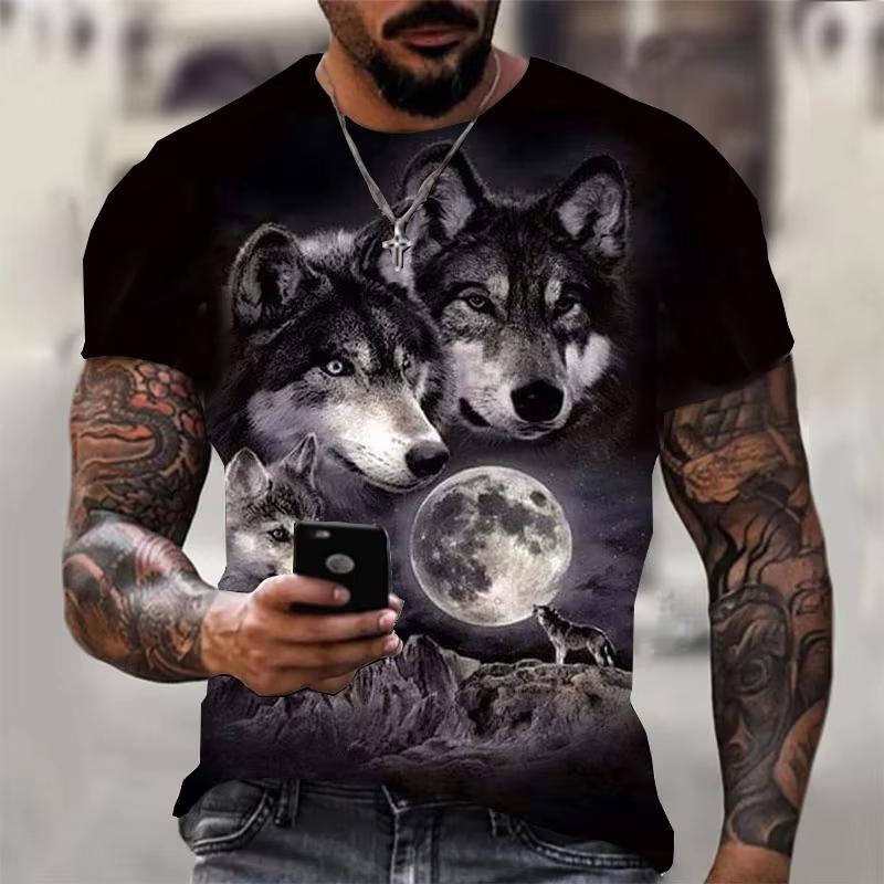 

3D Print Wolf Men T Shirt Vintage TOP Men Short Sleeve Tops Girls Summer Women T-Shirt Oversized Y2K Men Clothing Tshirt Top S