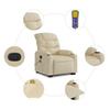 Vidaxl Lift-Up Massage Chair, Reclining, Cream, Fabric Upholstered