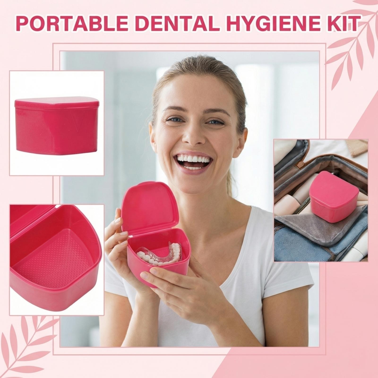 

Portable Denture Cleaning Case Denture Storage Box Compact Design for Denture and Retainer Cleaning and Storage Travel Friendly
