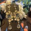 French Butterfly Flower Drop Earrings Elegant Hyland Gemstone Micro-Set Earrings Women'S Gold Jewelry