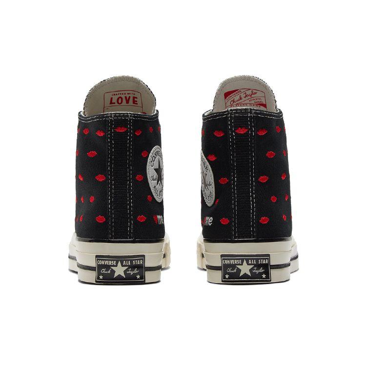 Converse Chuck 70 Embroidered Lips High Love Me - Black Unisex Sneakers University-Red Egret A01600C