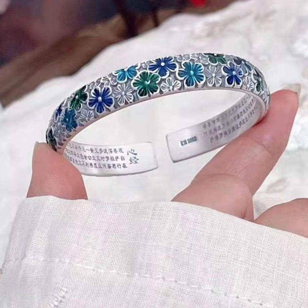 Flower Women's Hand Bracelet Traditional Cuff Bangle Handicraft Enamel Bracelet  Women