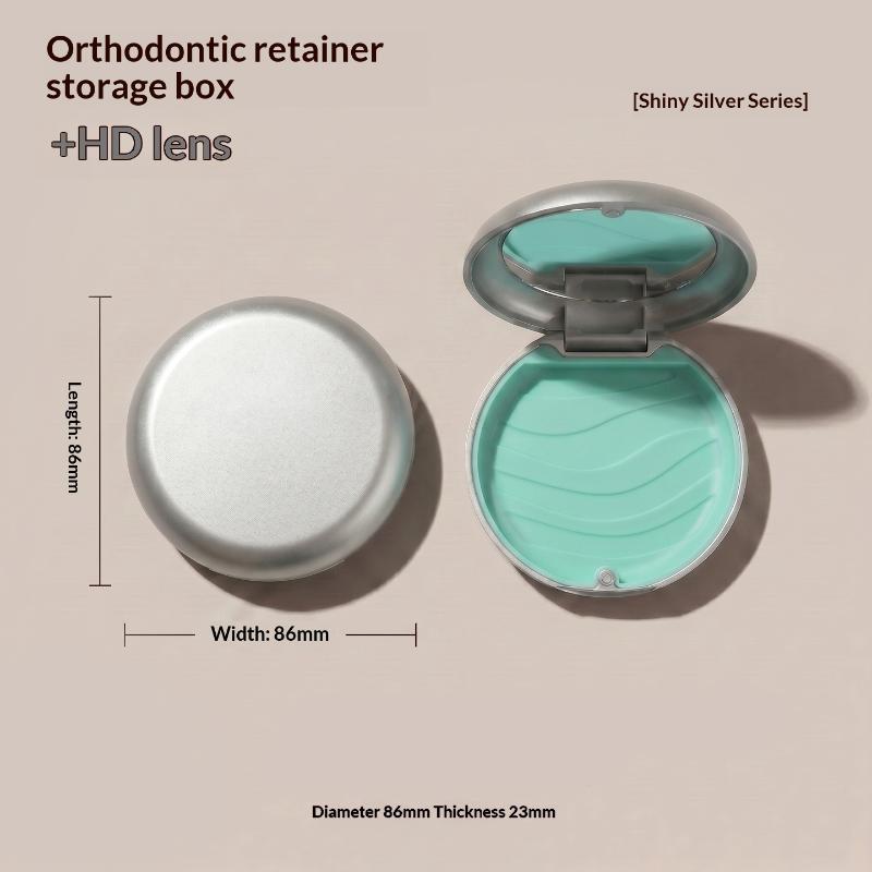 1Pcs Dental Retainer Case with Mirror BPA-Free False Teeth Protective Aligner Tray Storage Box for Adults Kids Oral Care