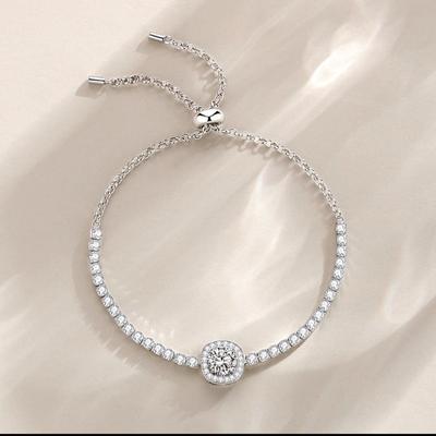 S925 Sterling Silber Moissanit Armband für Damen, Starry Square Bag, Ein Karat Moissanit Auszieharmband