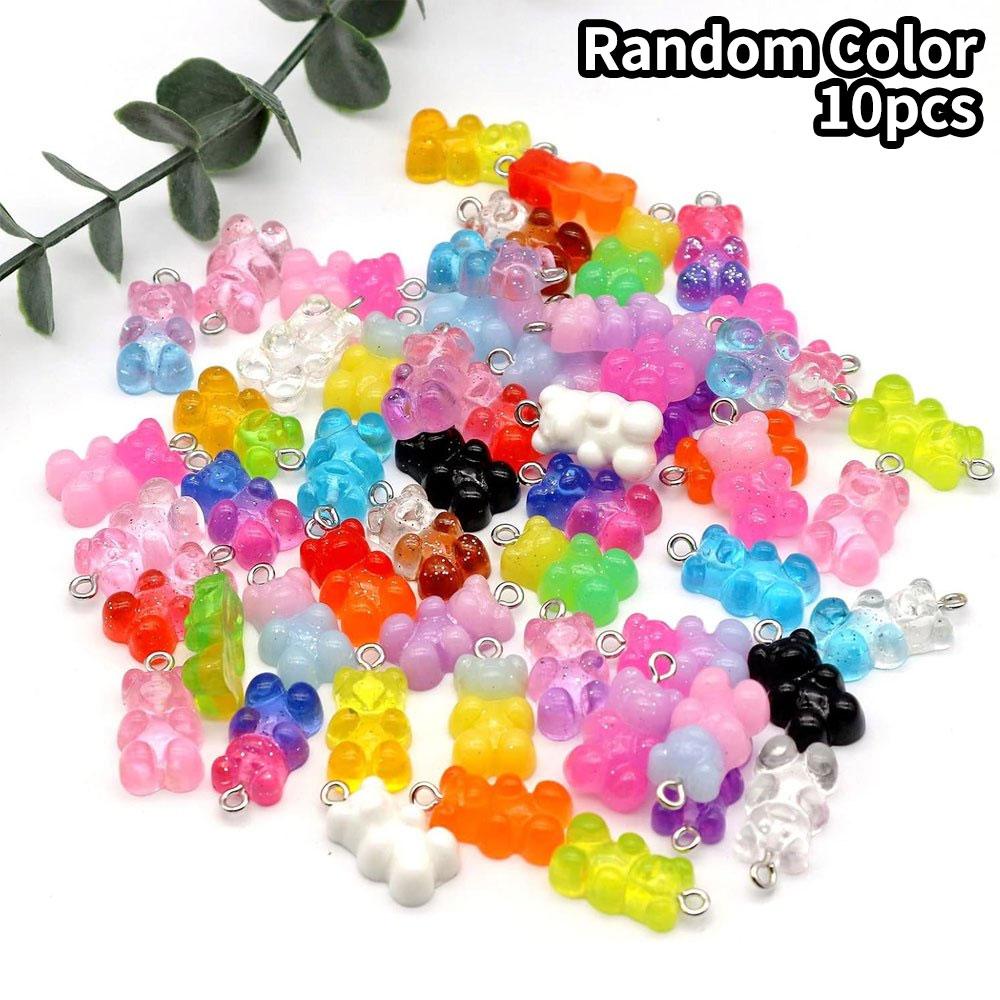 

10/20/40 шт., кулон в виде конфеты в виде розового плюшевого мишки с плоской задней частью из смолы, кулон в виде животного, сделай сам, брелок, принадлежности для изготовления ювелирных изделий 10pcs