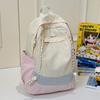 School bag: new girls' backpack, travel-friendly, lightweight, stylish versatile backpack, high-end color-block patchwork, fresh little schoolbag