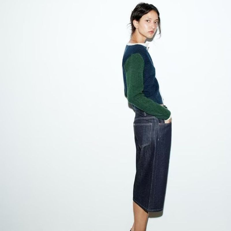 Za New Fall Women's Clothing 2025 Fashion Wind Fashion Contrast Color Round Neck Long Sleeve Knitted Coat 5536195 050