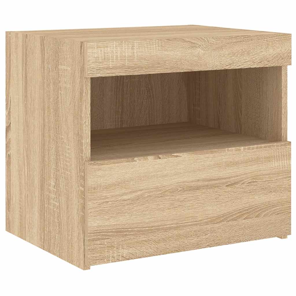 Vidaxl Szafki Nocne Z Led, 2 Szt., Dąb Sonoma, 50X40X45 Cm