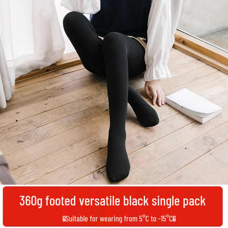 Women's Plus-Size Fleece-Lined Base Layer Pants, Footed Tights for Autumn and Winter - Thickened Warm Cotton for Up to 200 Jin.
