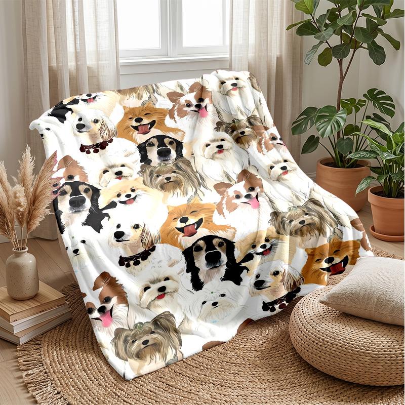 Cute Dog Cat Pattern blanket Personalized Name Flannel Blanket Soft Cozy Plush Throw for Sofa Bed Lightweight Home Decor