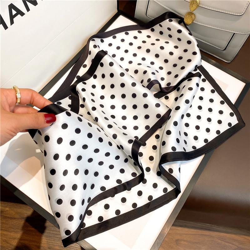 2025 dot100% Silk Scarf For Women Long Print Luxury Natural Shawls Wraps Scarves Hijab Foulard Lady Office Neck Kerchief Bandana