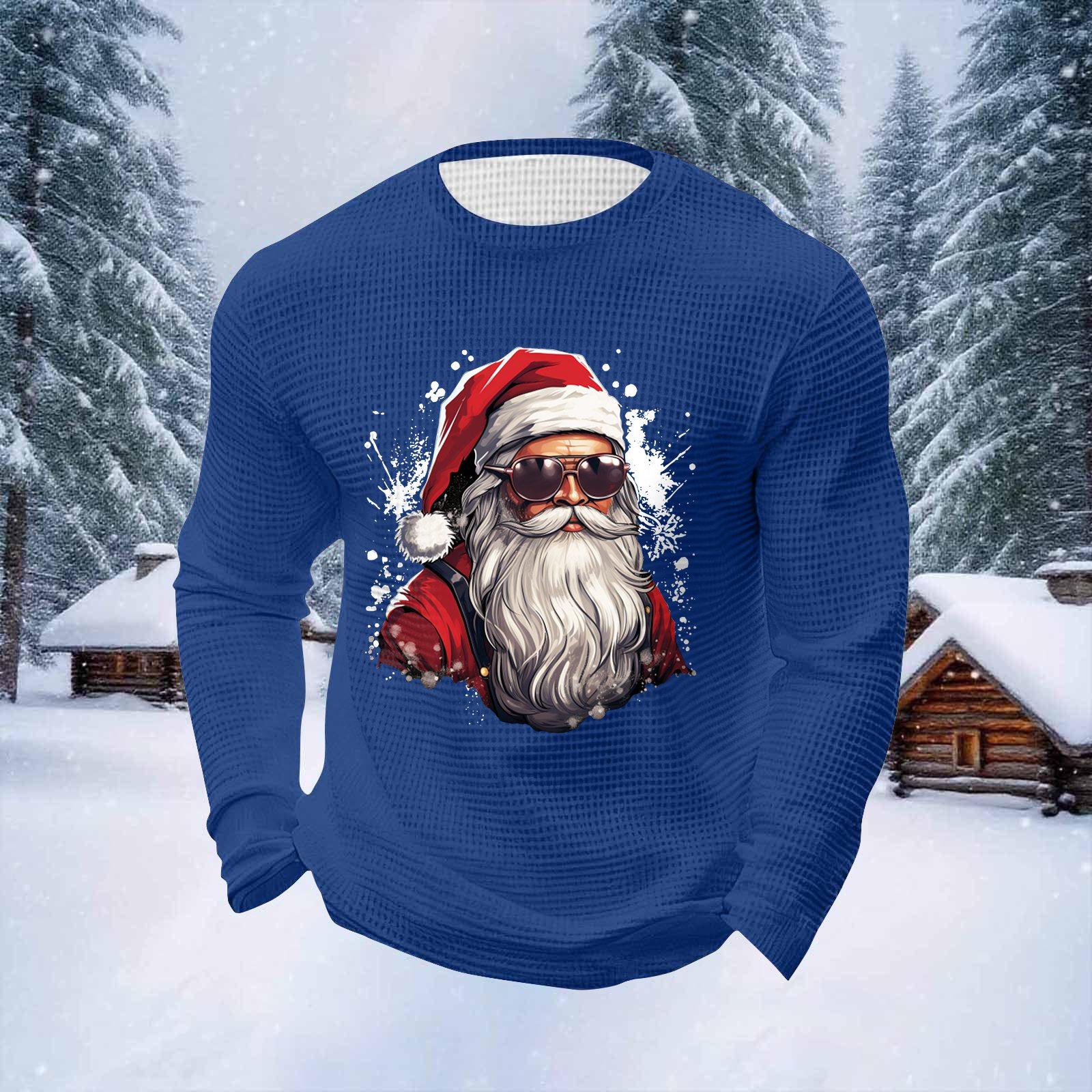 

Мужские топы с рождественским принтом, с круглым вырезом и длинными рукавами, мужские спортивные топы больших размеров в повседневном стиле с круглым вырезом M