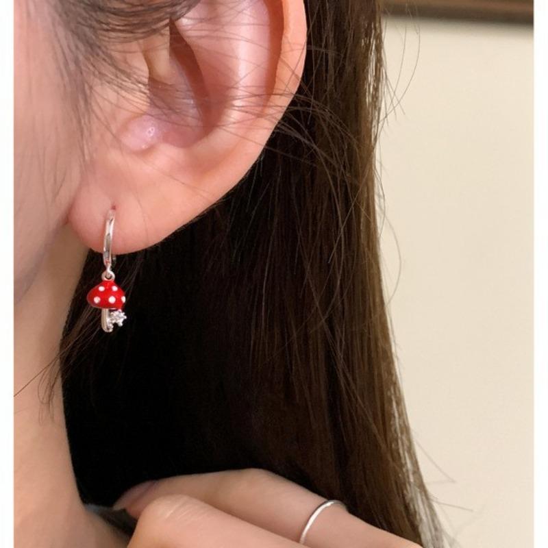Sweet Girl~ Diamond Dripping Mushroom Ear Buckle Fresh, Stylish and Cute Versatile Earrings Niche Premium Earrings